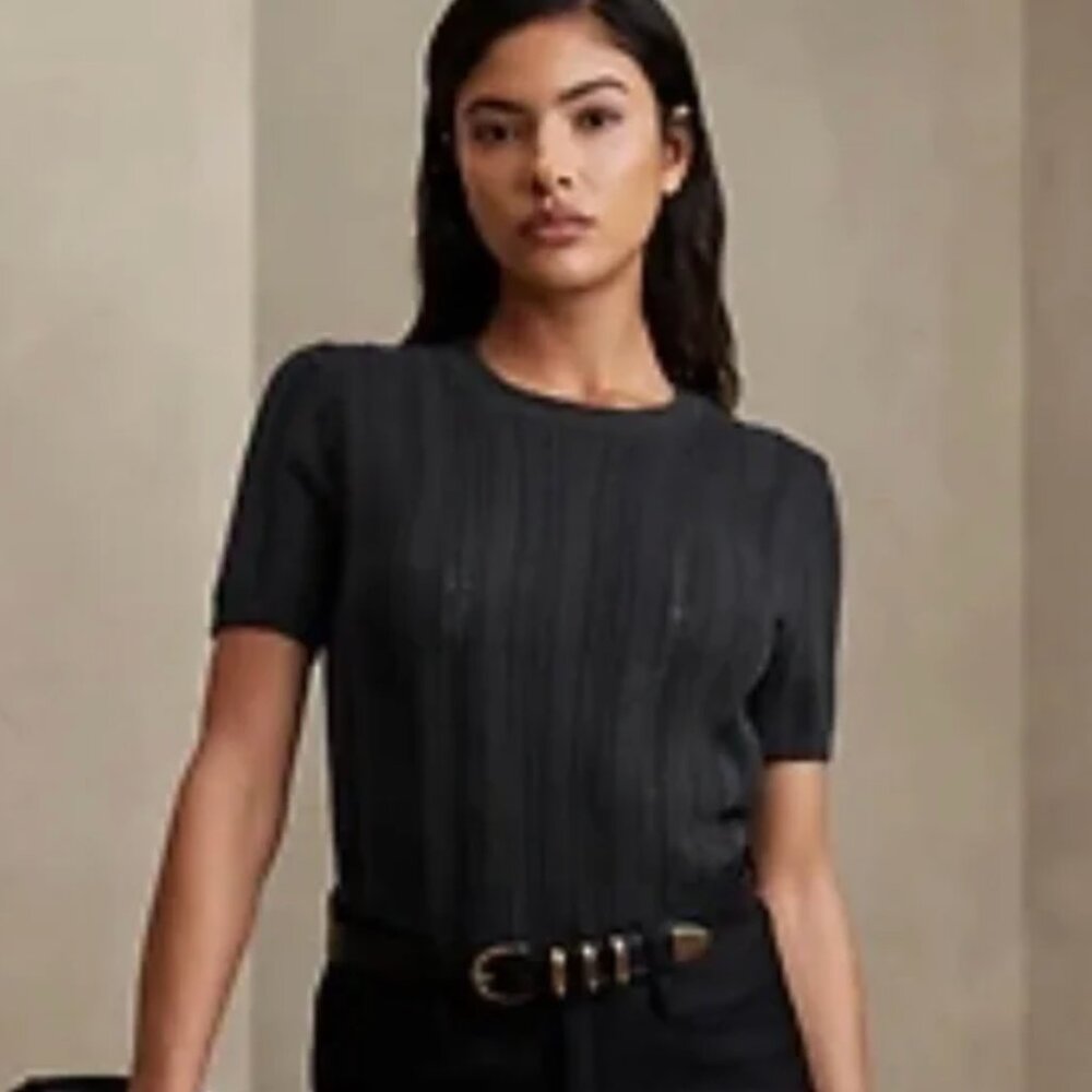 NWT Banana Republic Tania Black Cotton Sweater Medium